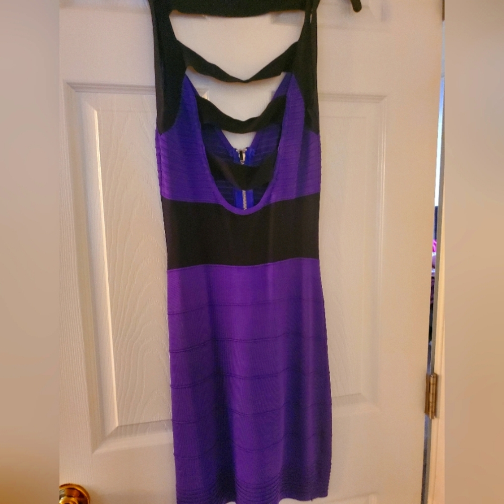 Bebe Purple Cutout Bandage Dress S Small